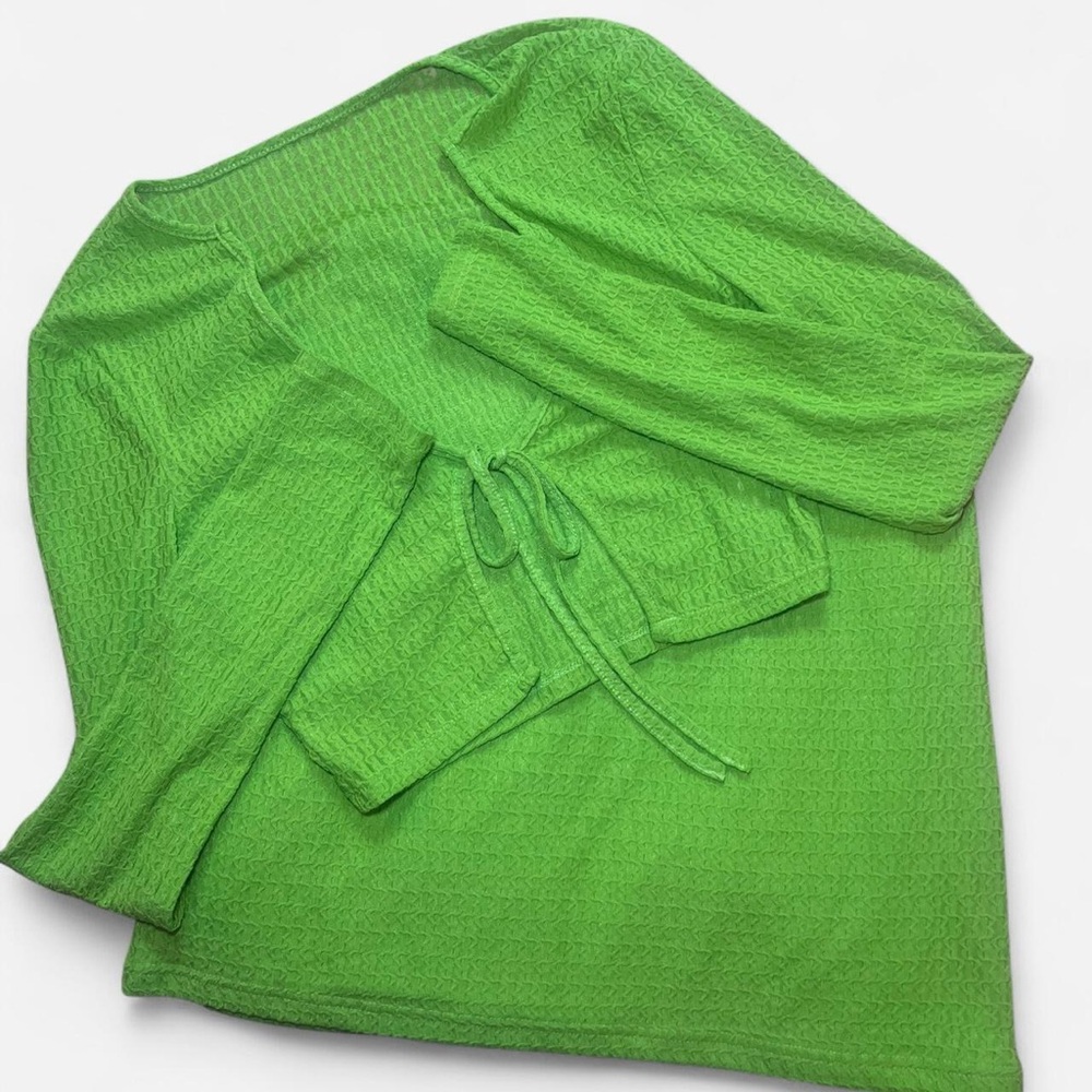 Vibrant Green Cardigan Skirt set